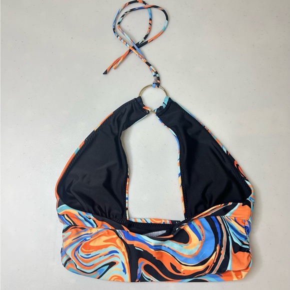 White Fox Halter Tempt Me Crop Orange Swirl Halter Neck XS - Picture 3 of 4